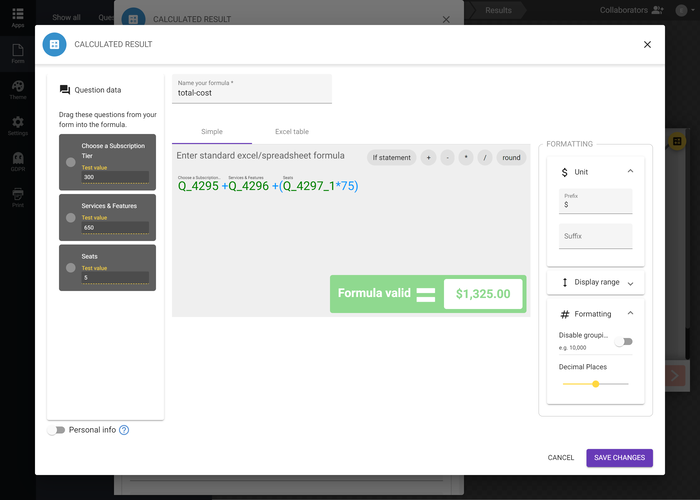 Formula Builder For Website Calculators