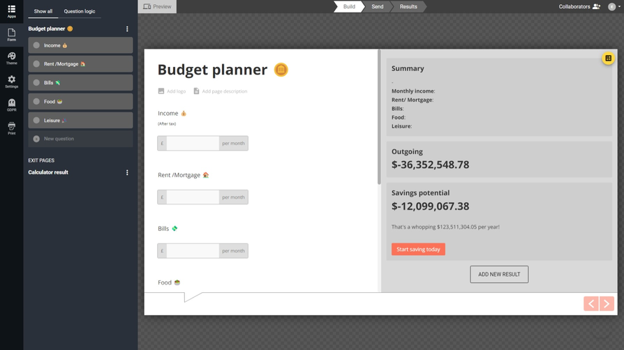Interactive Calculator Builder Online